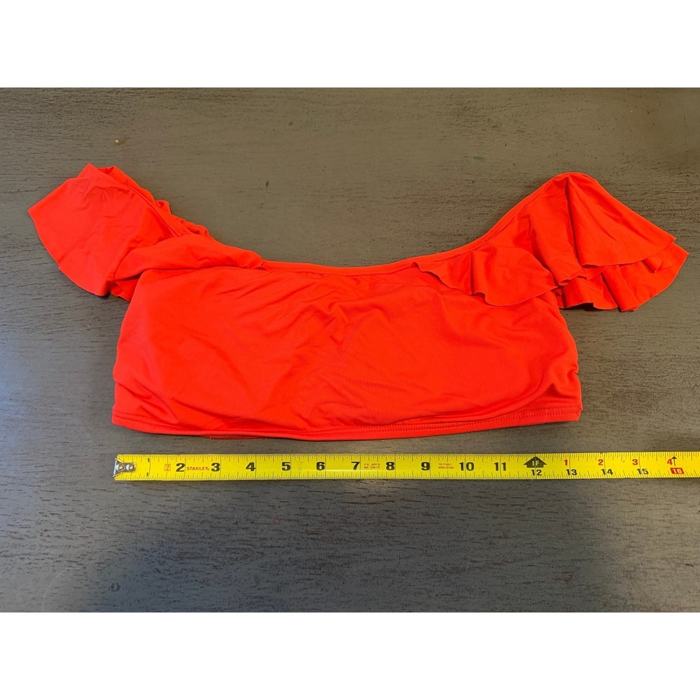 Vince Camuto Swim Ruffle Off Shoulder Bikini Top Orange Red Large L/G